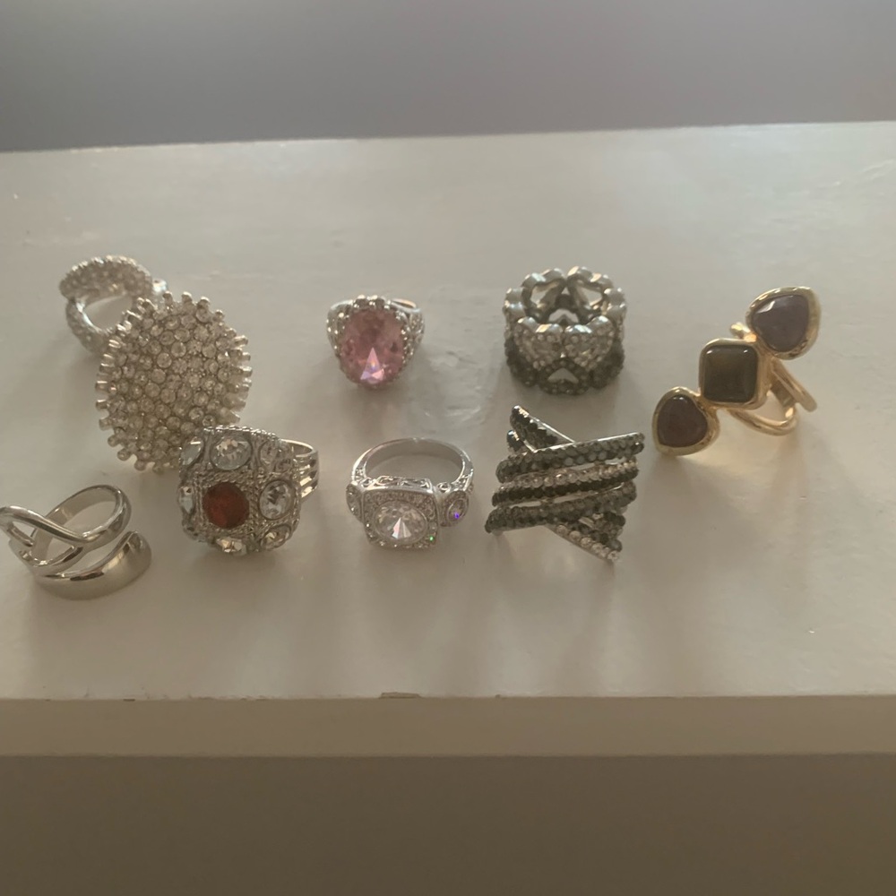 Costume jewelry lot of 9 rings